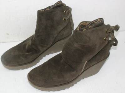 FLY LONDON Yama Olive Green Suede Booties Platform Wedge Ankle Boot SZ 40/ 9.5 - Image 1 of 4