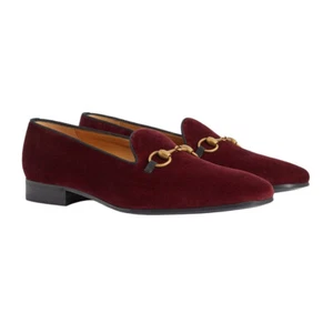 Authentic Men's Gucci Gallipoli Horsebit Velvet Loafers 718888 New $880 - Picture 1 of 11