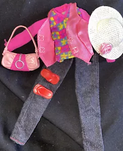 Adorable Original Barbie Top Matching vest bluejeans sandals sun hat And bag - Picture 1 of 9