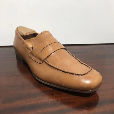 Salvatore Ferragamo Tan Leather Penny Loafers Mens Size 8 EE Luxury Designer - Image 1 of 4