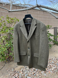 44R Macy's Club Room Men's Wool Blazer Brown Tan Herringbone Suit Jacket