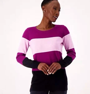 Belle by Kim Gravel Pullover einfarbig oder Jacquard Farbblock Large A549501 - Bild 1 von 4