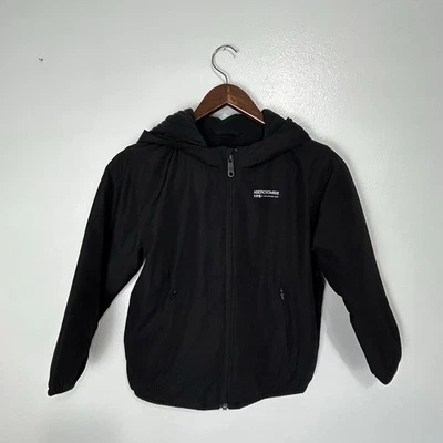 Abercrombie Kids Hooded Jacket 5/6 Black Zip Up Activewear Lightweight Coat - Image 1 of 4