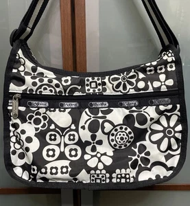 LeSportsac Classic Hobo Crossbody Floral Black & White Shoulder Hand Bag Handtasche - Bild 1 von 10