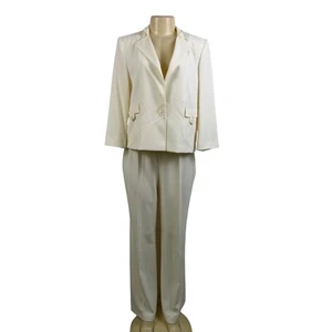 Les Goparins Blazer & Hosenanzug Set Damen Creme Polyester/Acetat Größe 44 - Bild 1 von 15