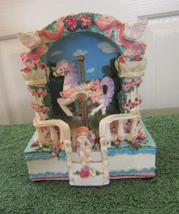 Vintage Carousel Horse w/Cherub Angel Music Box “Somewhere in Time” - Picture 1 of 5
