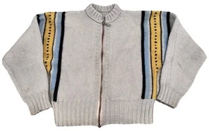 Vintage 1930s 1940s Child Boys Sz. 4 ? Knit Wool Sweater Zip Up Cardigan Jacket - Picture 1 of 9