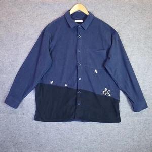 Graniph Navy Corduroy Rolling Pandas Shirt Long Sleeve Button Up Size M - Picture 1 of 14
