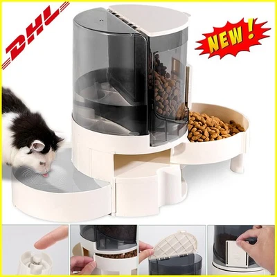 2.3L Wasser- Futterspender Katzen Futterautomat Wasserspender Futterstation 2in1 - Bild 1 von 4