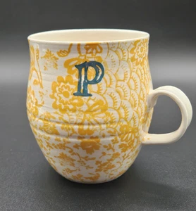 Anthropologie Keramik Homegrown Monogramm Initiale Tasse "P" gelb - Bild 1 von 8