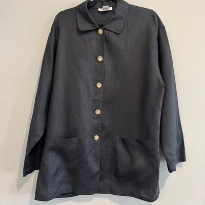 Talbots Vintage Button-Up Jacket 100% Linen Lagenlook 12 - Image 1 of 4