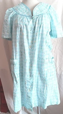 Bata Morning Glory L de Jasmine Rosa Azul Floral A Cuadros Frente a Presión Nueva con Etiquetas Foto 1 de 4