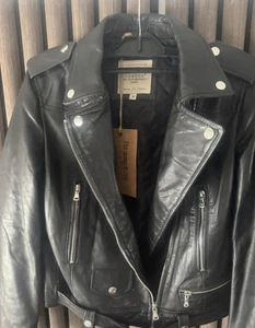 Brampton Leather Black Biker Jacket New Size 12 - Picture 1 of 15