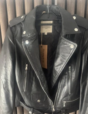 Brampton Leather Black Biker Jacket New Size 12 - Image 1 of 4