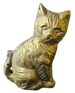 4 1/2" Vintage echt Messing Katze Briefbeschwerer/Türstopper/Buchstütze - Bild 1 von 6