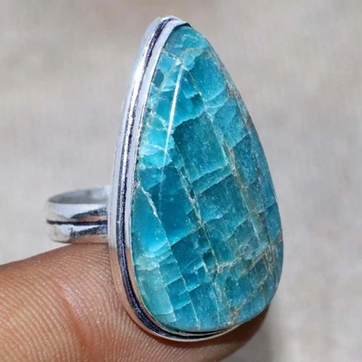 Anillo de apatita azul enchapado en plata 925 EE. UU. 8 fiesta regalo GW Foto 1 de 3