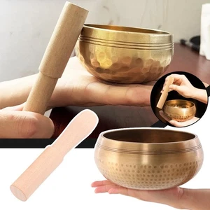 Tibetan Brass Singing Bowl Yoga Meditation Healing Baton Pad 8/9/11/12/13cm- - Bild 1 von 21