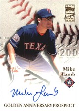 2001 (RANGERS)  Topps Golden Anniversary Autographs #GAAML Mike Lamb    