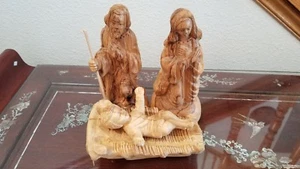 Vintage handgeschnitzte Josef, Maria und Jesuskind Figuren  - Bild 1 von 9