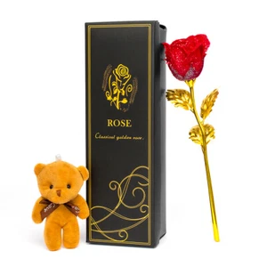 24K Gold Plated Galaxy Rose Valentine's Gift to Girlfriend Wife Love Present UK - Picture 1 of 17