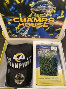 2022 LA Rams Season Ticket Holder Gift Box - Super Bowl Hat, Game-Used Sofi Turf - Picture 1 of 5