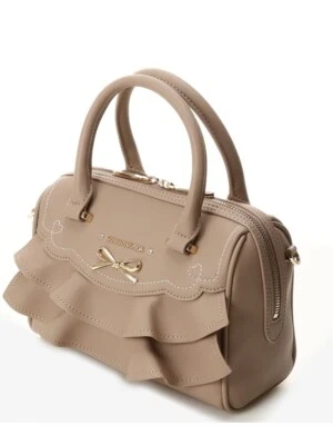 Samantha Vega Frill Ribbon 2 Way Handbag Shoulder Greige Women's New - Image 1 of 4