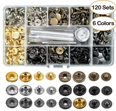 120 Piezas Doble Tapa Cuero Remache Metal Prensa Tachuelas Fijación Artesanía Zapatos Accesorios Foto 1 de 4