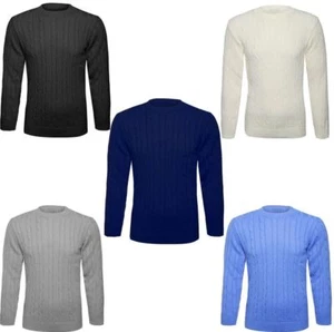 Suéter de invierno de manga larga para hombre liso grueso tejido con cable adulto - Imagen 1 de 6