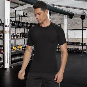 Men's Compression Athletic Fitness Shirt Base Layer Tops Sports Gym Tight Dry - Picture 1 of 4
