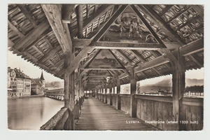 Switzerland Lucerne Lake Bridge 1961 Postcard, USED TO ISRAEL - Imagen 1 de 2