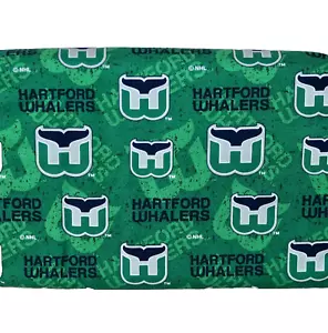 Hartford Whalers ~ Logo On Logo Pattern NHL Cotton Fabric 1/4 Yard 9” X 44” - Picture 1 of 22