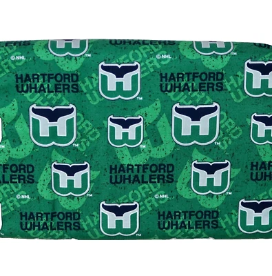 Hartford Whalers ~ Logo On Logo Pattern NHL Cotton Fabric 1/4 Yard 9” X 44” - Image 1 of 4