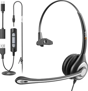Wantek Headset 3.5mm USB to Type-C With Microphone Earphone for PC/Laptop/Phone - Picture 1 of 8