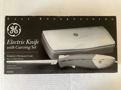 Juego de talla de cuchillos eléctricos GE modelo 106612 con cuchillas de pan y carne con caja Foto 1 de 4