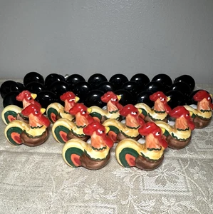 Chicken Drawer Cabinet Pull Knobs Ceramic Rooster Farmhouse Cottage Ranch LOT - Picture 1 of 10