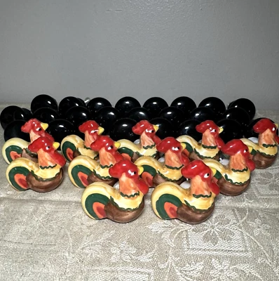 Chicken Drawer Cabinet Pull Knobs Ceramic Rooster Farmhouse Cottage Ranch LOT - Image 1 of 4