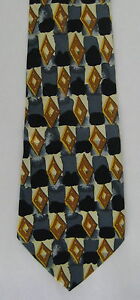 Everyday Mens Neck Tie Necktie Geometric Diamonds Gray Gold Tan Black Yellow