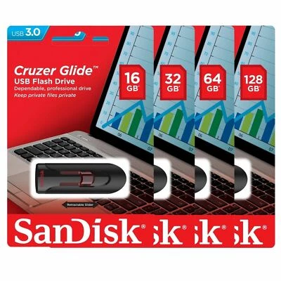 SanDisk Cruzer Glide USB 3.0 16GB 32GB 64GB 128GB Flash Drive Thumb Stick Memory - Image 1 of 4