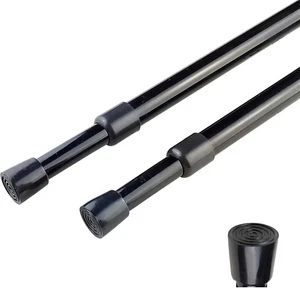 2Pcs Spring Tension Curtain Rod,28-43 Inches Adjustable Expandable Pressure Blac - Picture 1 of 12