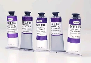 5 tubi pittura ad olio Weber Malfa VERO VIOLA MALVA artista NOS VINTAGE - Foto 1 di 7