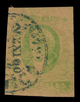 MÉXICO 1861 HIDALGO 8r verde, marrón Scott # 12 usado en muy buen estado Foto 1 de 2