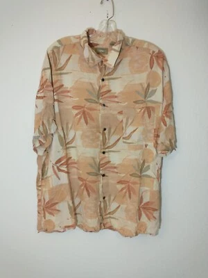 Natural Issue Hawaiian Shirt Button Down Up Mens Size XXL Peach Pot Fern Leaf - Image 1 of 4