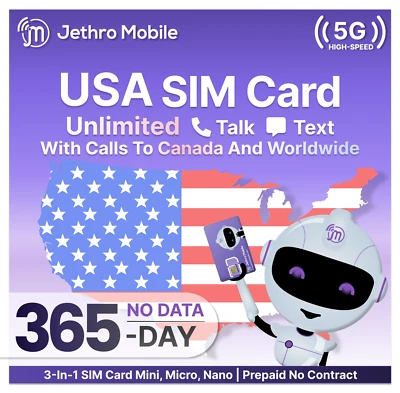 $6.00/Mo Jethro Mobile Sim Card Basic 12 Month Plan - Unlimited Talk & Text - Image 1 of 4