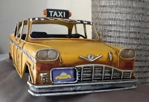 Checker Cab Tin Car 13 Inch - Picture 1 of 11