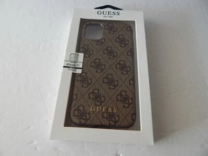 Guess Slim Profile PU Leather Protective Case For iPhone 11 Brown New - Picture 1 of 7