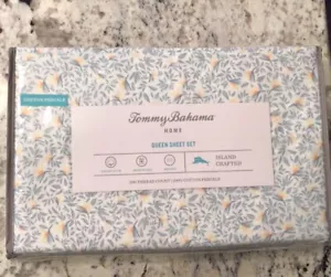 Tommy Bahama Home Crane Flower 200TC 4-teilig 100 % Baumwolle Perkal QUEEN Laken Set Neu in Verpackung - Bild 1 von 4