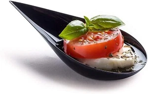 100 Pcs 4" Tear Drop Mini Appetizer Plates Reusable Plastic Spoons for Catering - Picture 1 of 7