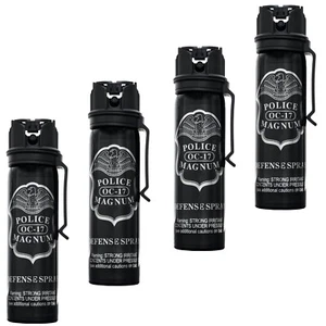 4 pack Police Magnum 4oz pepper spray Flip Top Belt Clip Self Defense Protection - Picture 1 of 7