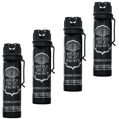 4 pack Police Magnum 4oz pepper spray Flip Top Belt Clip Self Defense Protection