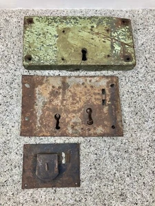 Salvaged Antique/Vintage Wooden/Metal Door Rim Box Locks For Restoration - Set/3 - Picture 1 of 11